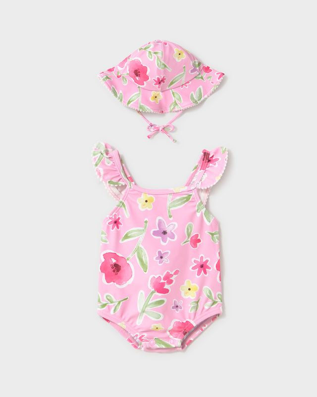 Costume da bagno neonata con cappello protezione solare Mayoral 0-1 Mesi 55cm