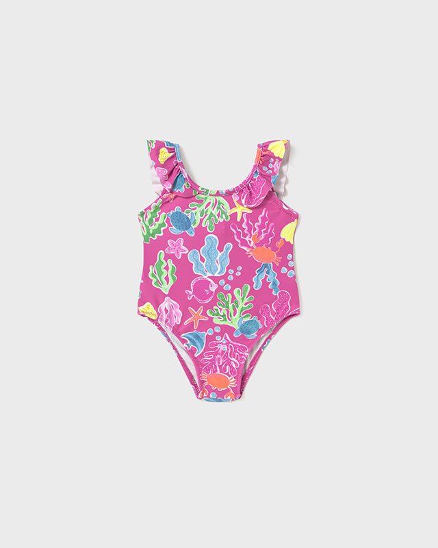 Costume intero stampato neonata Mayoral pesci e coralli fucsia Mayoral Fucsia