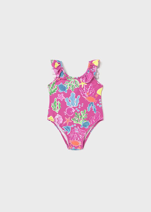 Costume intero stampato neonata Mayoral pesci e coralli fucsia Mayoral Fucsia