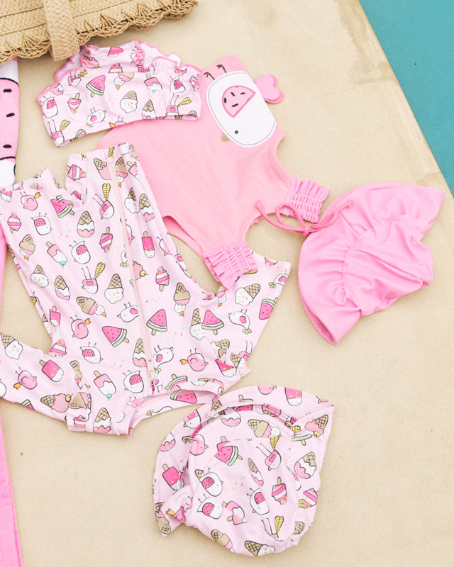 Costume mare con cappello UPF40 neonata Mayoral Newborn rosa gelati Mayoral Rosa