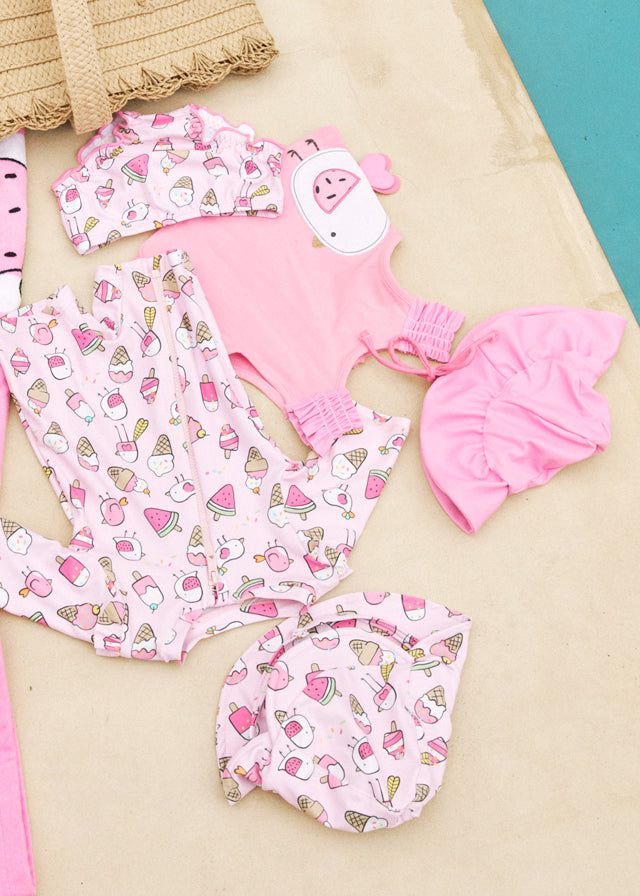 Costume mare con cappello UPF40 neonata Mayoral Newborn rosa gelati Mayoral Rosa