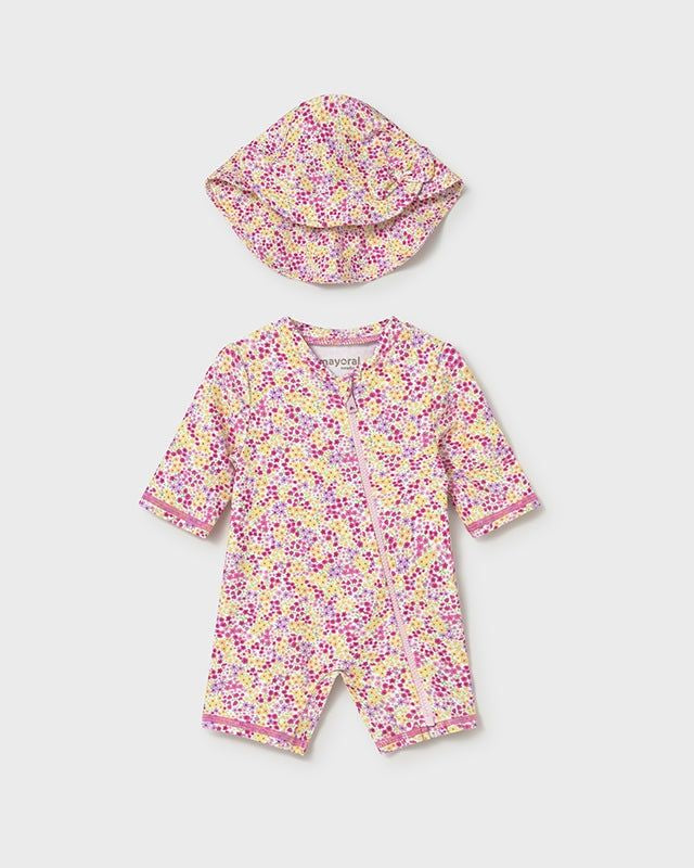 Costume mare intero con cappello protezione solare neonata Mayoral Newborn fantasia multicolor Mayoral 0-1 Mesi 55cm