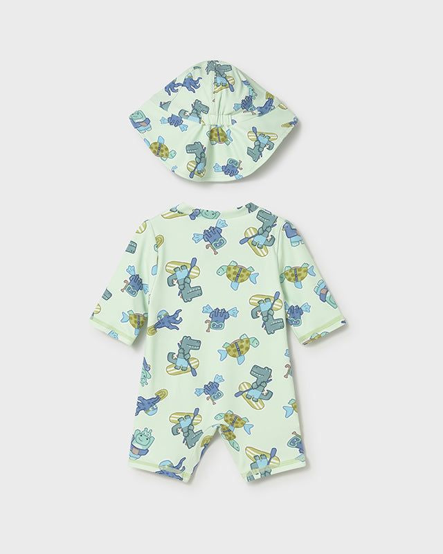 Costume mare intero con cappello protezione solare neonato Mayoral Newborn animali verde Mayoral 0-1 Mesi 55cm