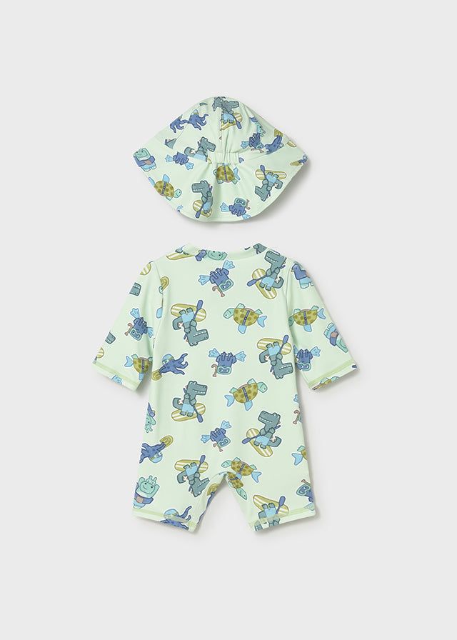 Costume mare intero con cappello protezione solare neonato Mayoral Newborn animali verde Mayoral 0-1 Mesi 55cm