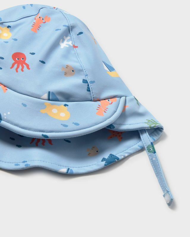 Costume mare intero con cappello protezione solare neonato Mayoral Newborn azzurro marino Mayoral 0-1 Mesi 55cm