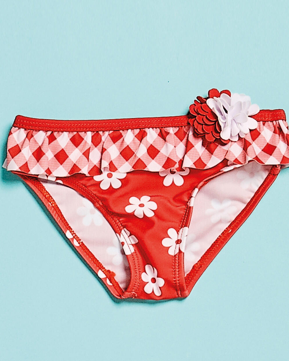 Costume da bagno slip neonata iDO bianco corallo fiori iDO Rosso