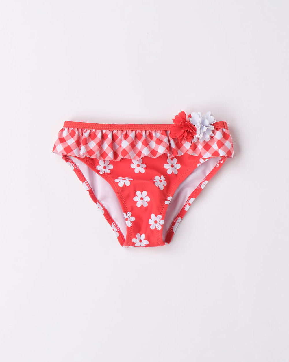 Costume da bagno slip neonata iDO bianco corallo fiori iDO Rosso
