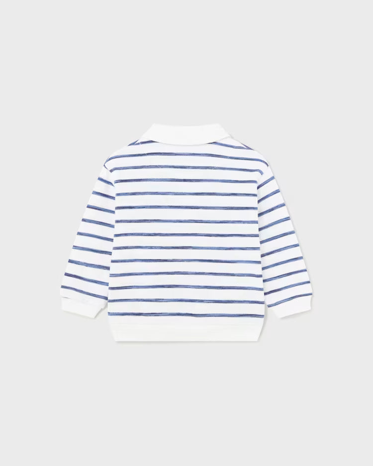Felpa polo fresco cotone neonato Mayoral righe blu Mayoral Bianco