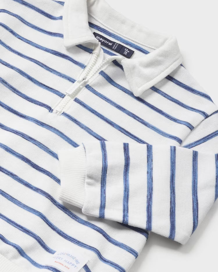 Felpa polo fresco cotone neonato Mayoral righe blu Mayoral Bianco