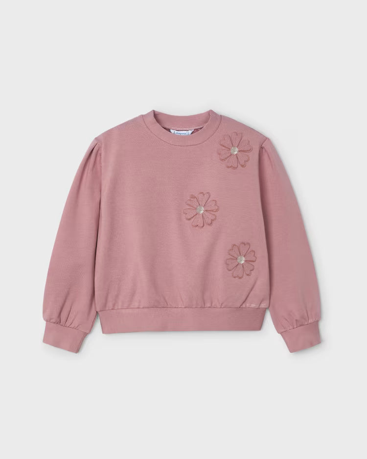 Felpa applicazioni fiori bambina Mayoral rosato Mayoral Rosato