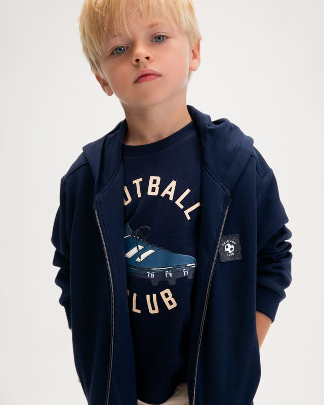 Felpa bambino Mayoral cerniera blu marino logo football Mayoral 2 Anni 92cm