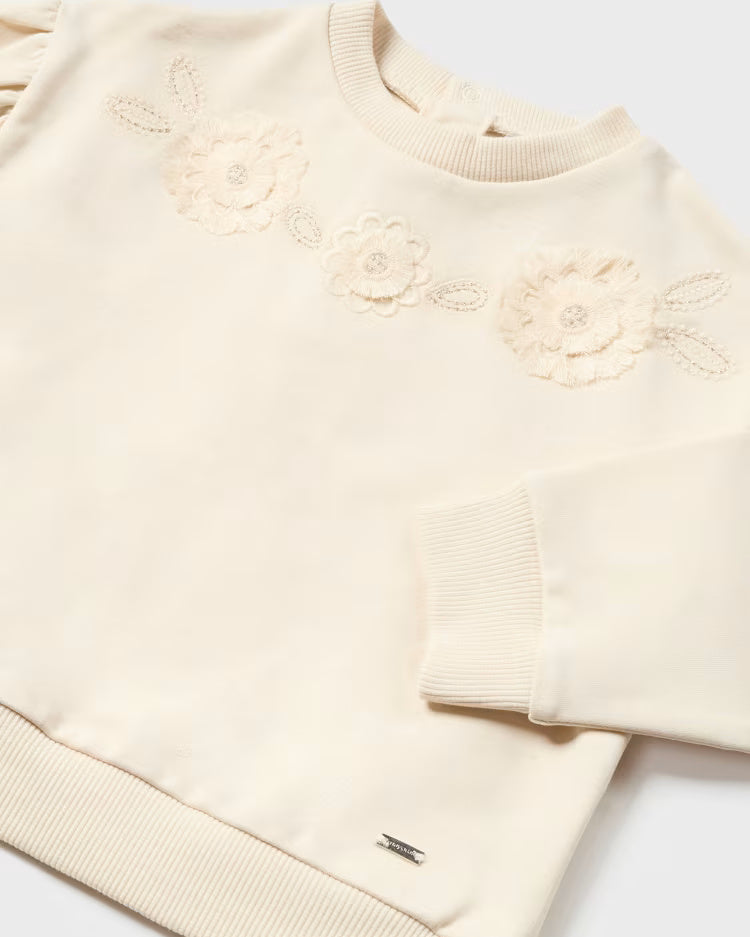 Felpa pullover ricamo floreale neonata Mayoral Mandorla Mayoral Mandorla