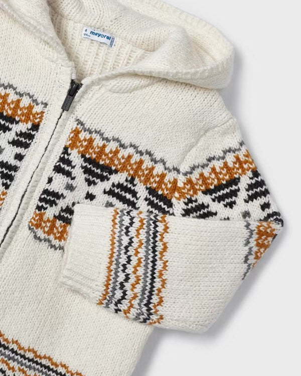 Felpa giacca zip jacquard bambino Mayoral colore panna - ErreGiModaBimbo