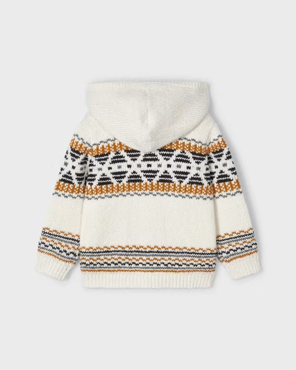 Felpa giacca zip jacquard bambino Mayoral colore panna - ErreGiModaBimbo