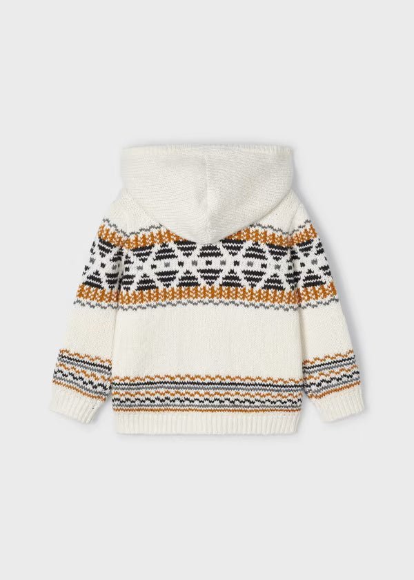 Felpa giacca zip jacquard bambino Mayoral colore panna - ErreGiModaBimbo