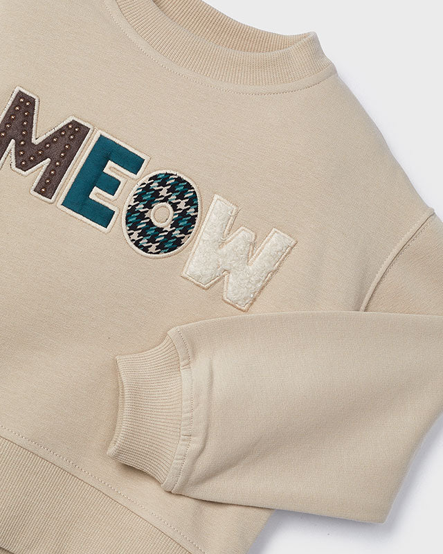 Felpa maniche a palloncino bambina Mayoral MEOW sabbia Mayoral Sabbia