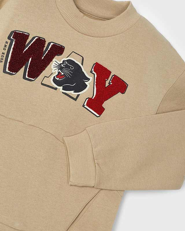 Felpa pullover bambino Mayoral beige scritta WAY Mayoral Beige