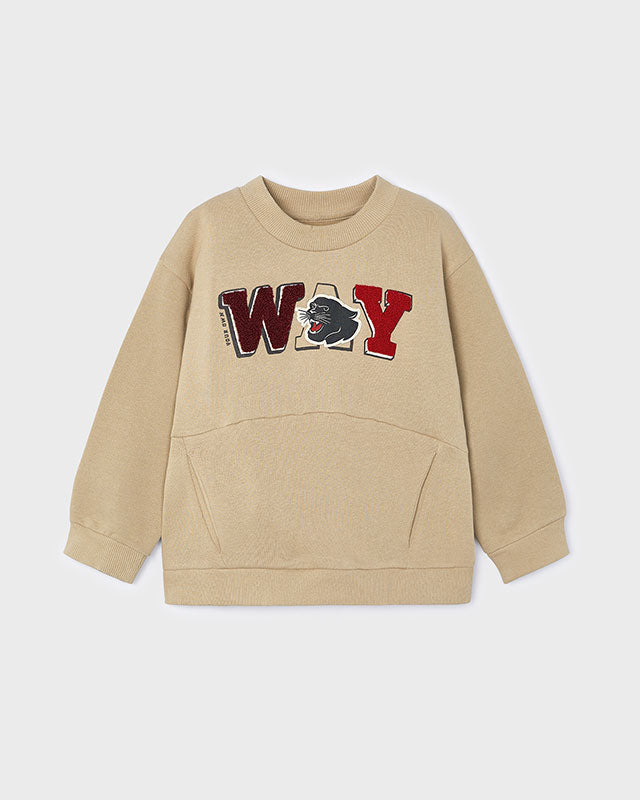 Felpa pullover bambino Mayoral beige scritta WAY Mayoral Beige