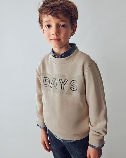 Felpa pullover bambino Mayoral Felpa great days beige Mayoral 2 Anni 92cm