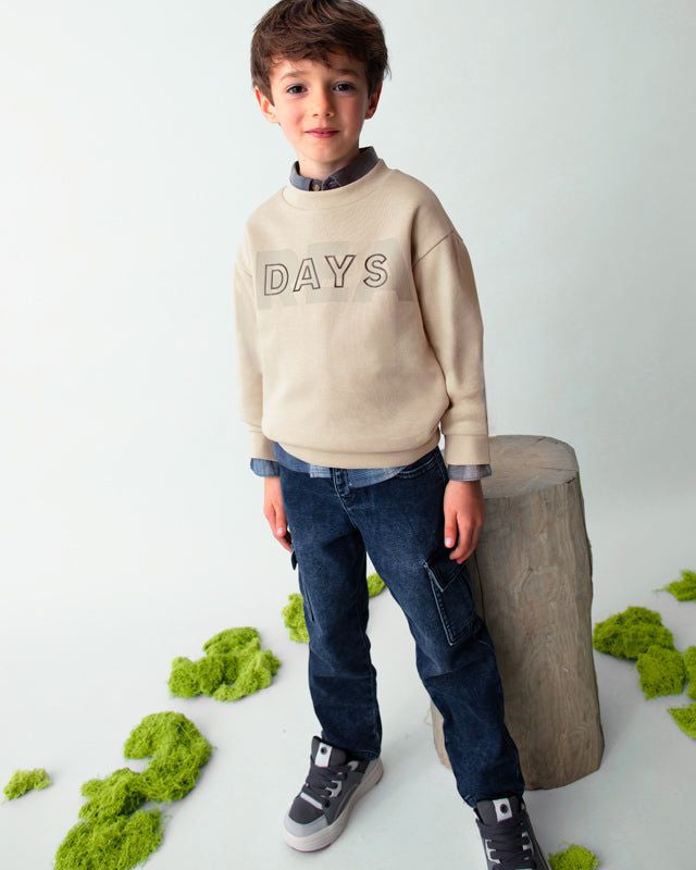 Felpa pullover bambino Mayoral Felpa great days beige Mayoral 2 Anni 92cm