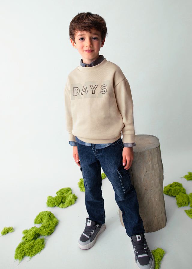 Felpa pullover bambino Mayoral Felpa great days beige Mayoral 2 Anni 92cm
