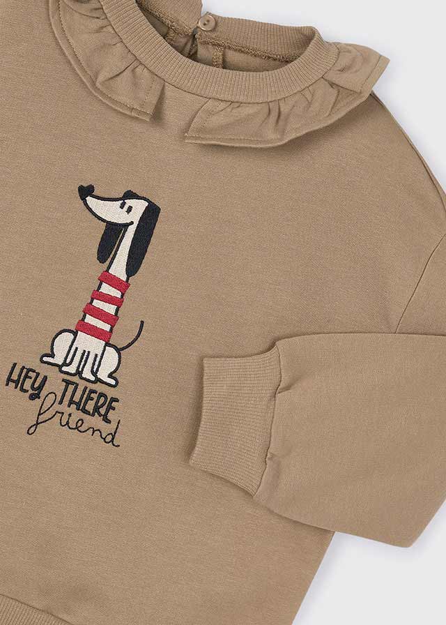 Felpa pullover colletto volant bambina Dog caramello Mayoral 2 Anni 92cm