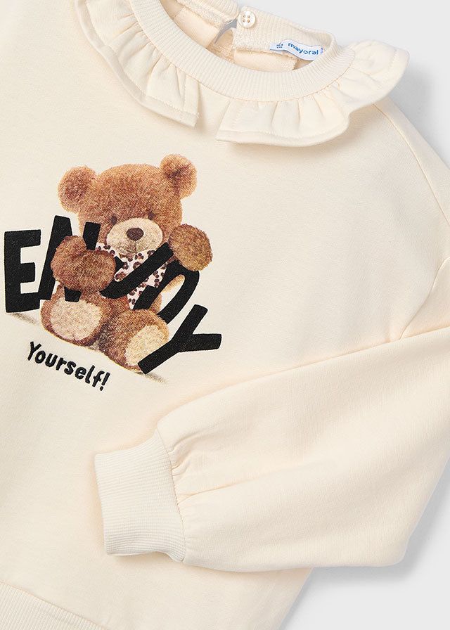 Felpa pullover colletto volant bambina Teddy panna Mayoral 2 Anni 92cm
