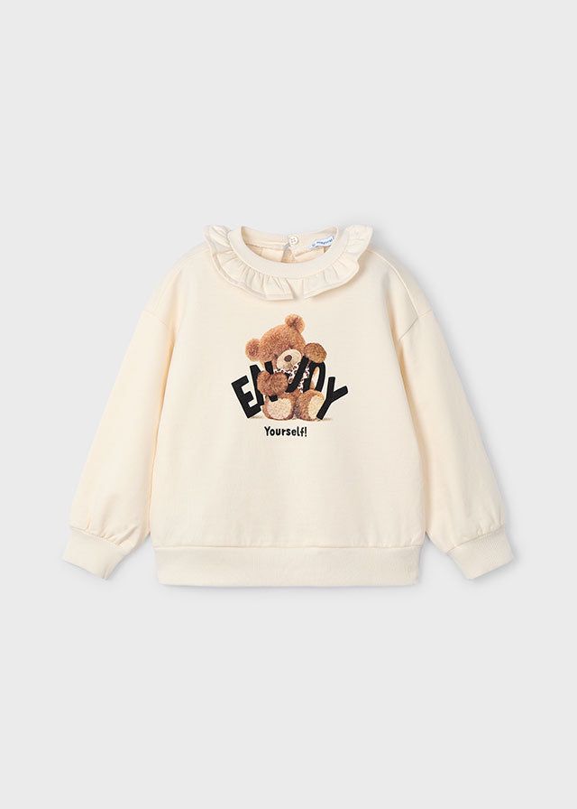 Felpa pullover colletto volant bambina Teddy panna Mayoral 2 Anni 92cm