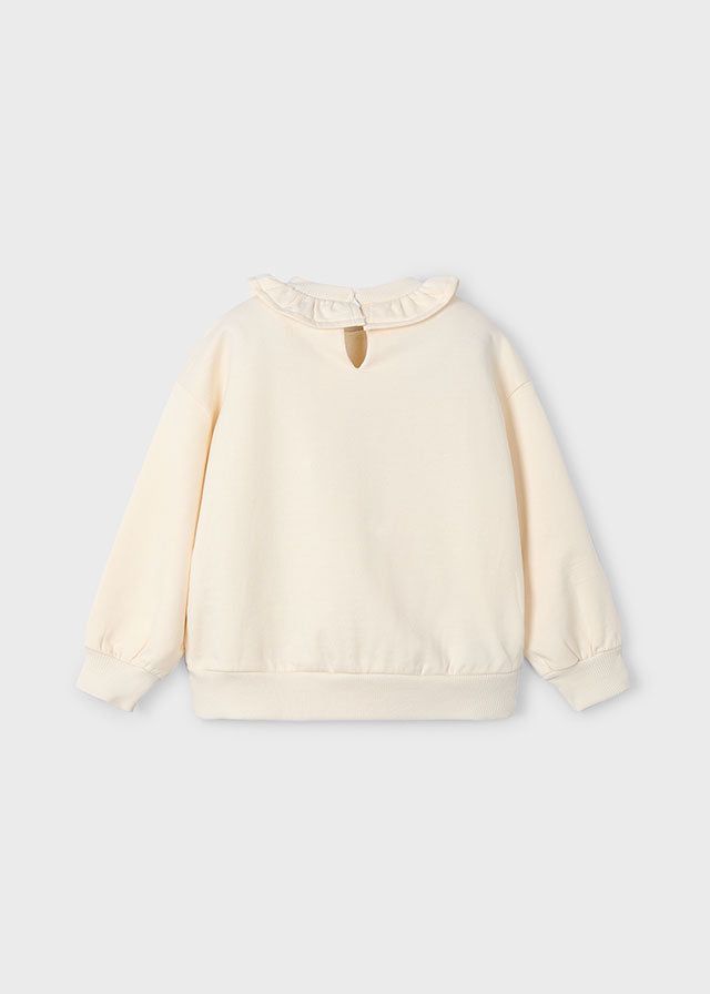 Felpa pullover colletto volant bambina Teddy panna Mayoral 2 Anni 92cm