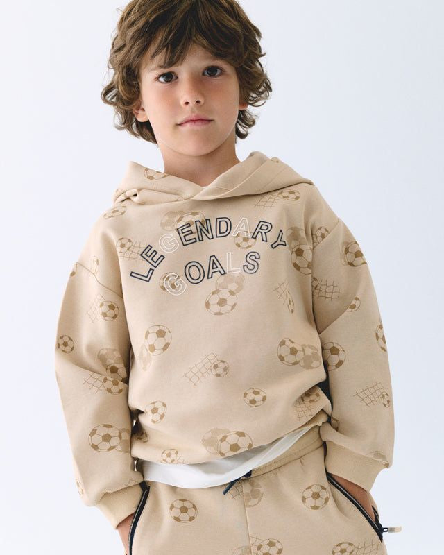 Felpa pullover bambino beige con palloni da calcio Mayoral 2 Anni 92cm