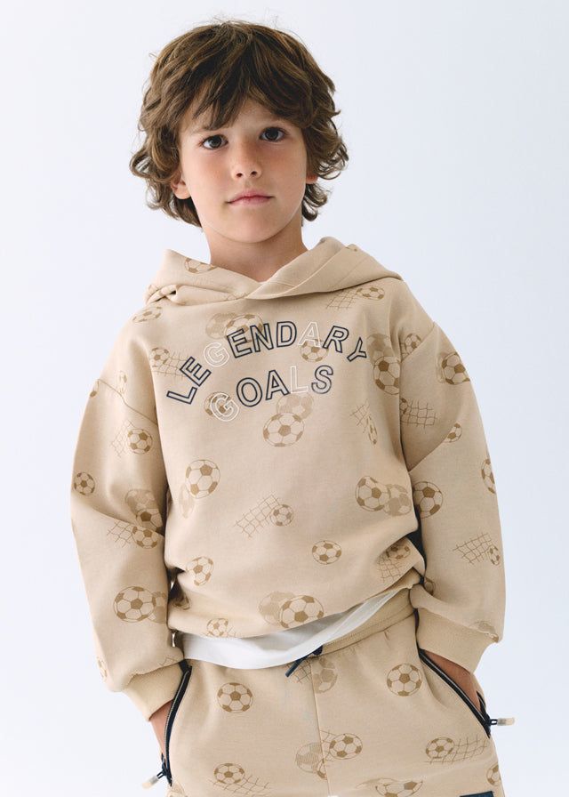Felpa pullover bambino beige con palloni da calcio Mayoral 2 Anni 92cm