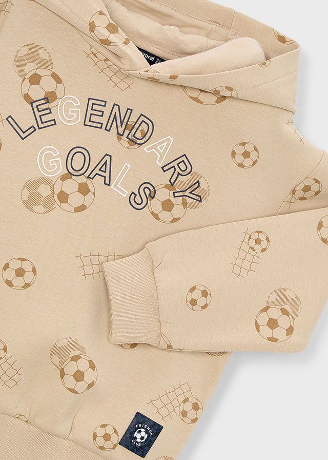 Felpa pullover bambino beige con palloni da calcio Mayoral 2 Anni 92cm