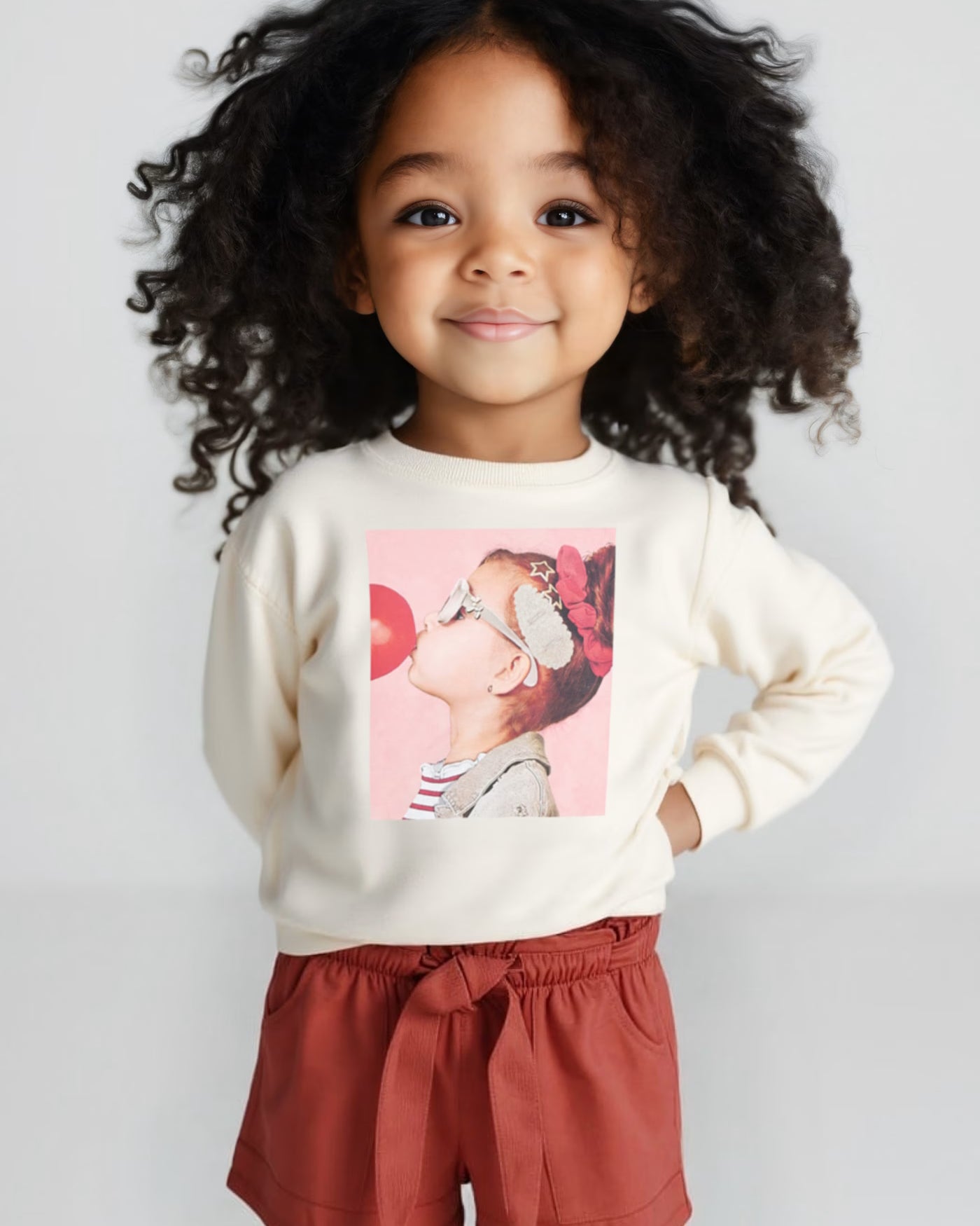 Felpa pullover cotone garzato bambina Mayoral bimba con fermaglio panna Mayoral Panna