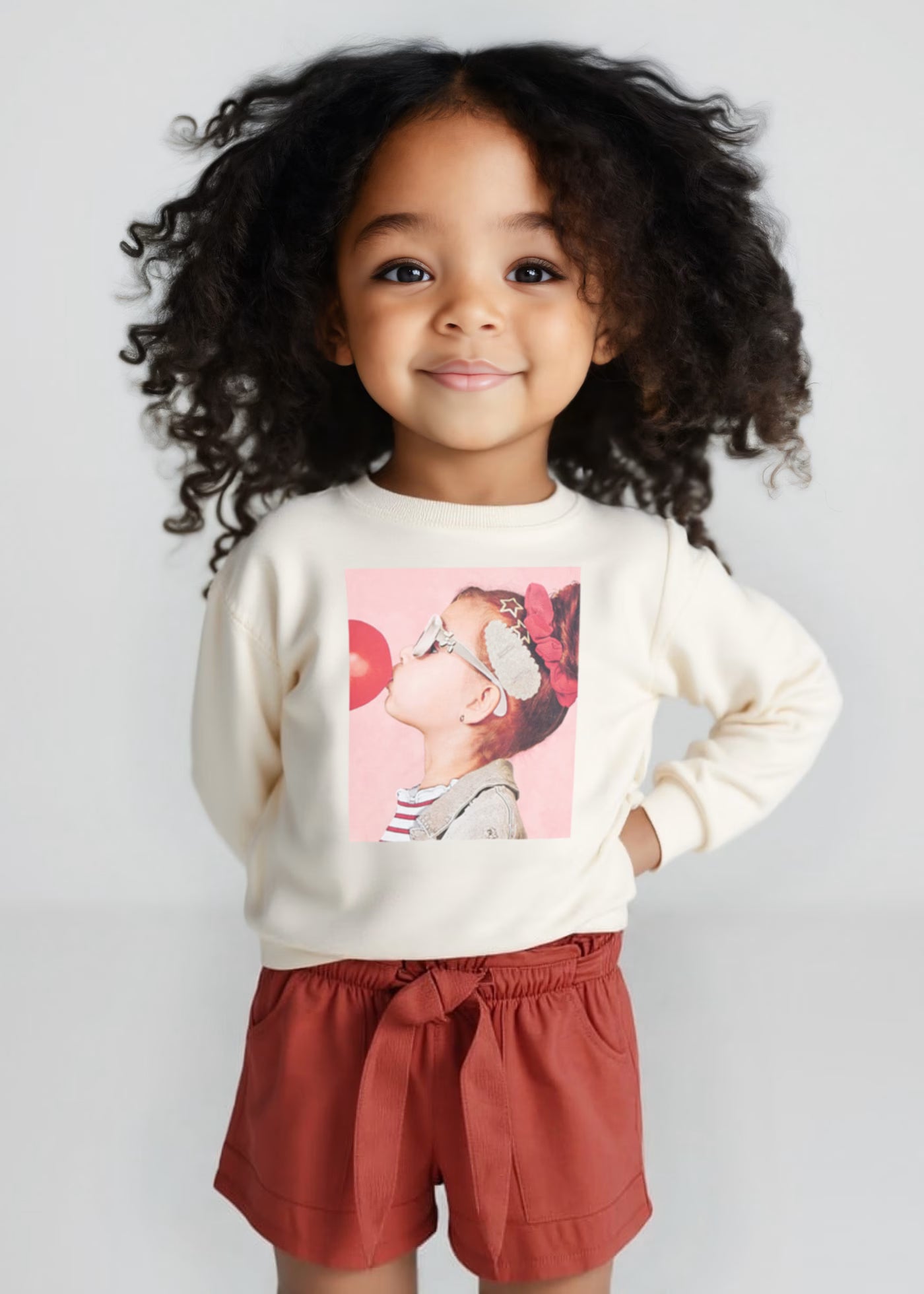 Felpa pullover cotone garzato bambina Mayoral bimba con fermaglio panna Mayoral Panna