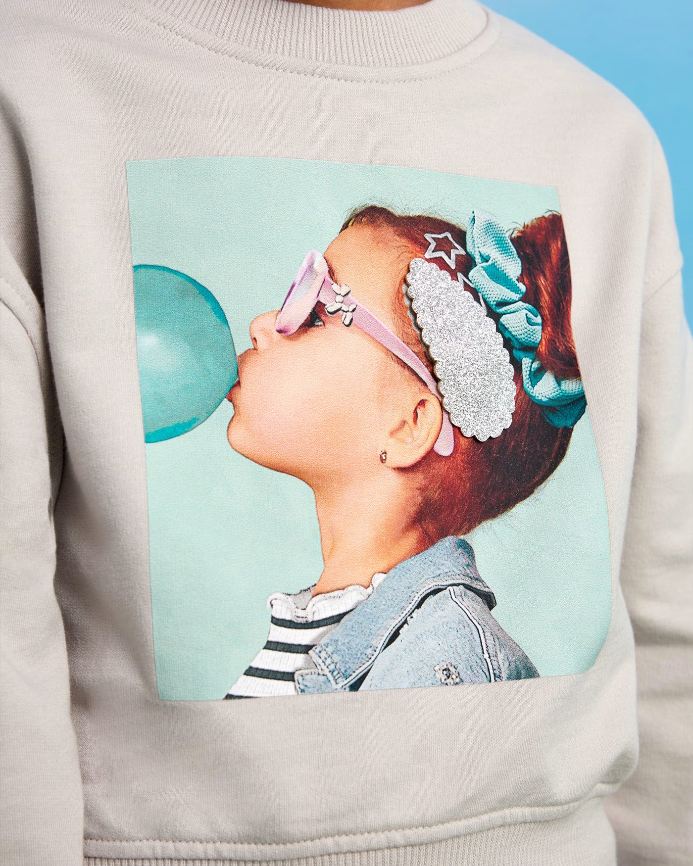 Felpa pullover cotone garzato bambina Mayoral bimba con fermaglio grigia Mayoral Argento