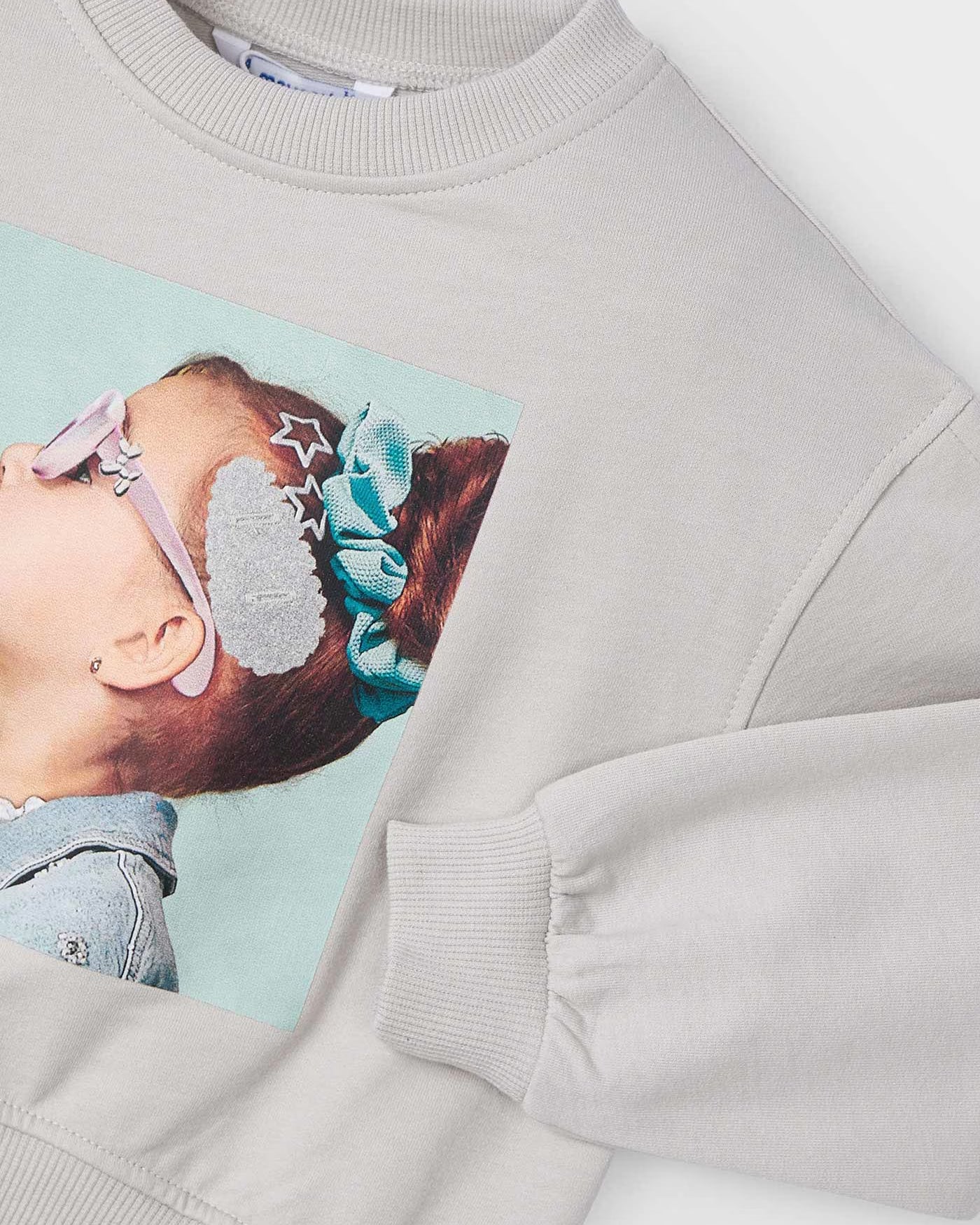 Felpa pullover cotone garzato bambina Mayoral bimba con fermaglio grigia Mayoral Argento