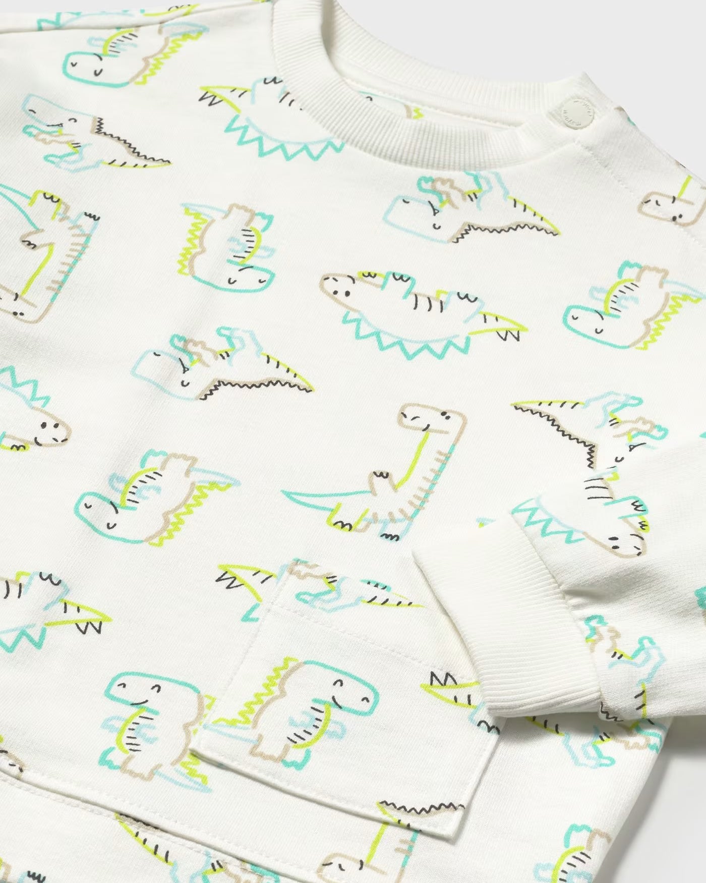 Felpa pullover cotone garzato neonato Mayoral panna stampa dinosauri Mayoral Panna