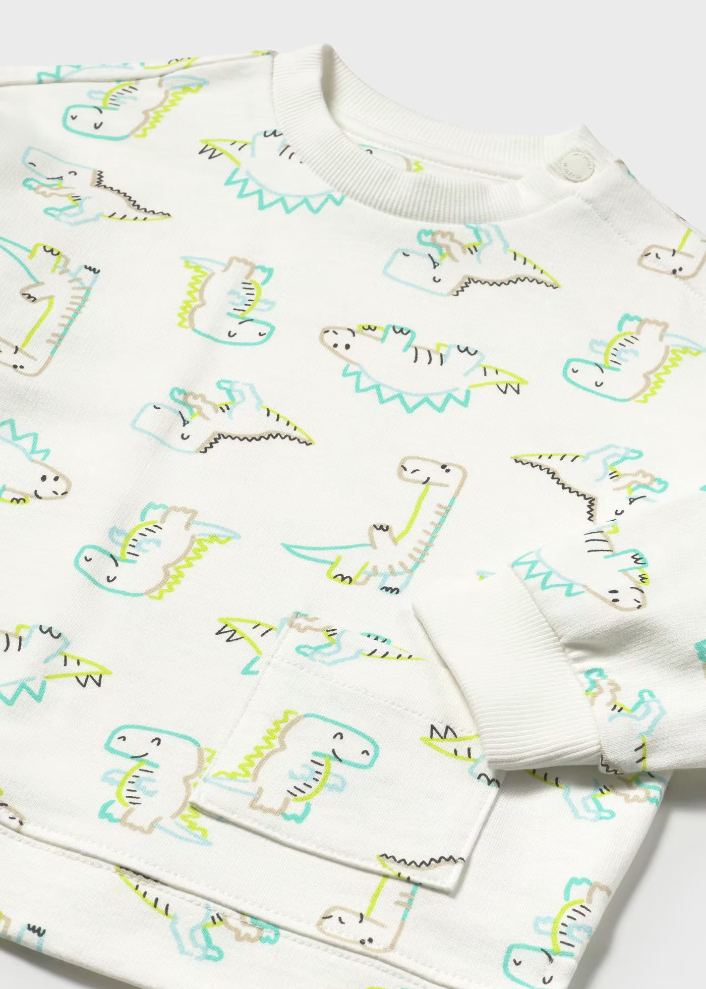Felpa pullover cotone garzato neonato Mayoral panna stampa dinosauri Mayoral Panna