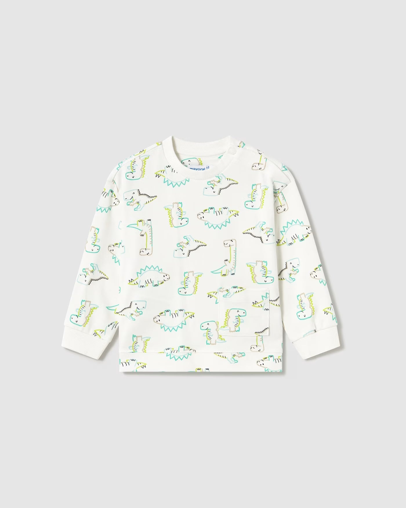 Felpa pullover cotone garzato neonato Mayoral panna stampa dinosauri Mayoral Panna