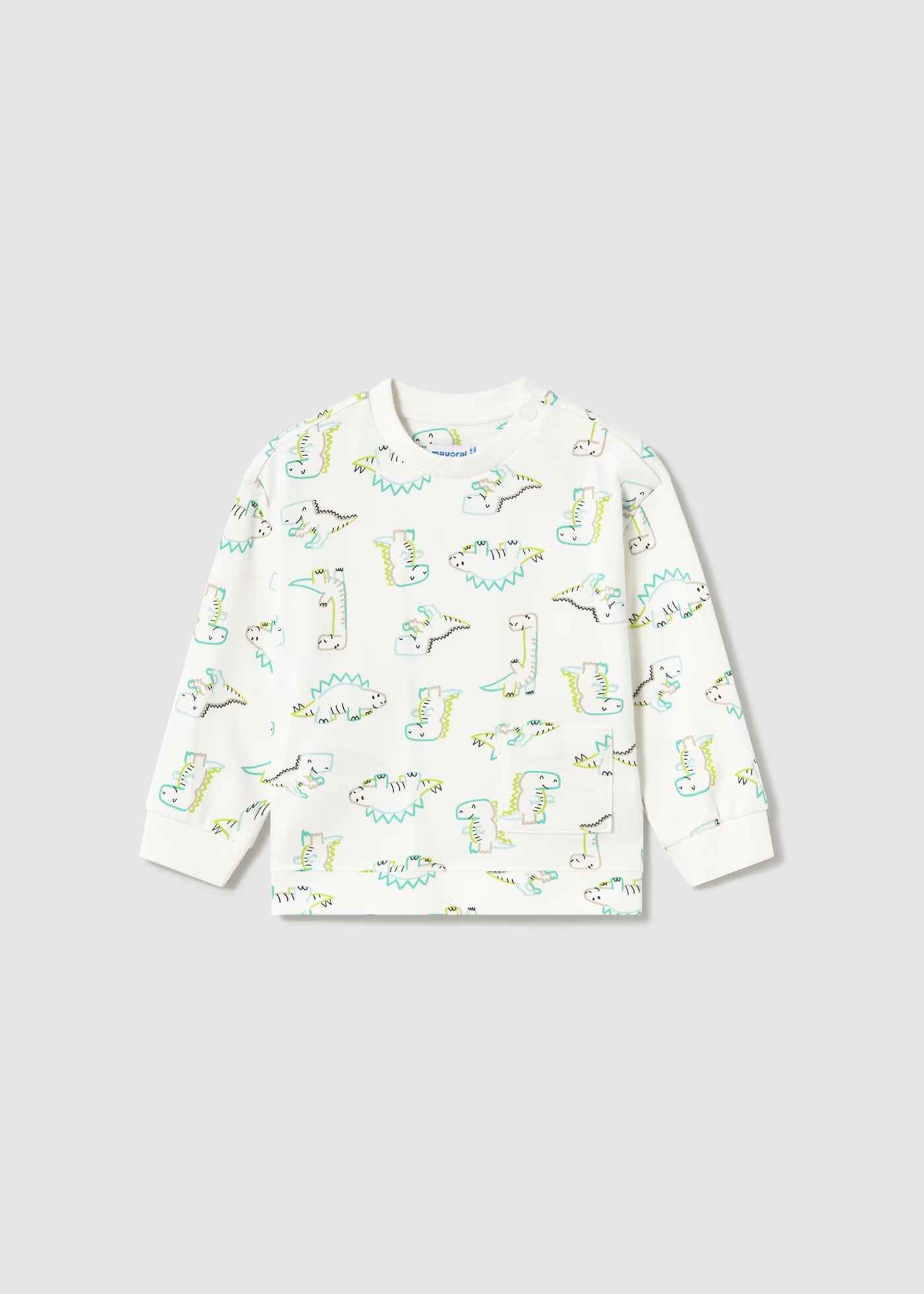 Felpa pullover cotone garzato neonato Mayoral panna stampa dinosauri Mayoral Panna