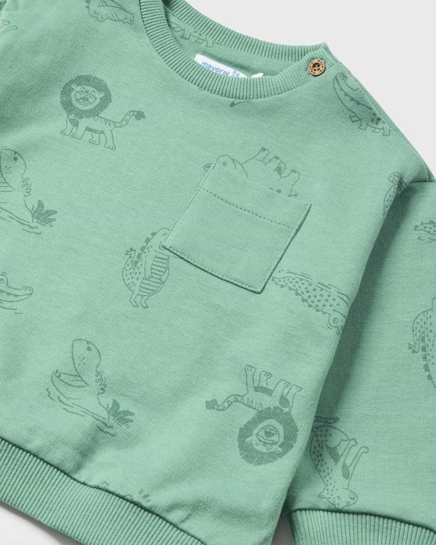 Felpa pullover cotone garzato neonato Mayoral verde safari - ErreGiModaBimbo