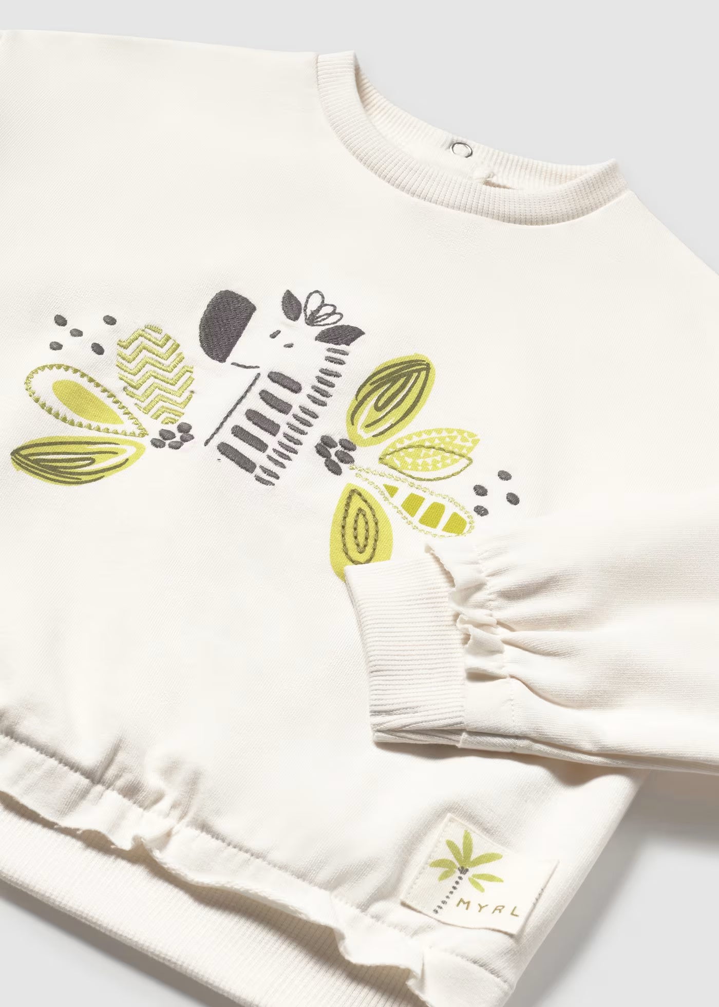 Felpa pullover cotone garzato neonata Mayoral ricamo zebra Mayoral 6 Mesi 68cm