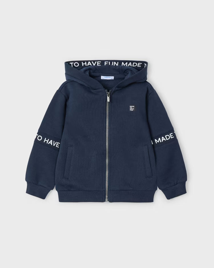Felpa zip scritte bambino Mayoral FUN MADE blu marino Mayoral Blu