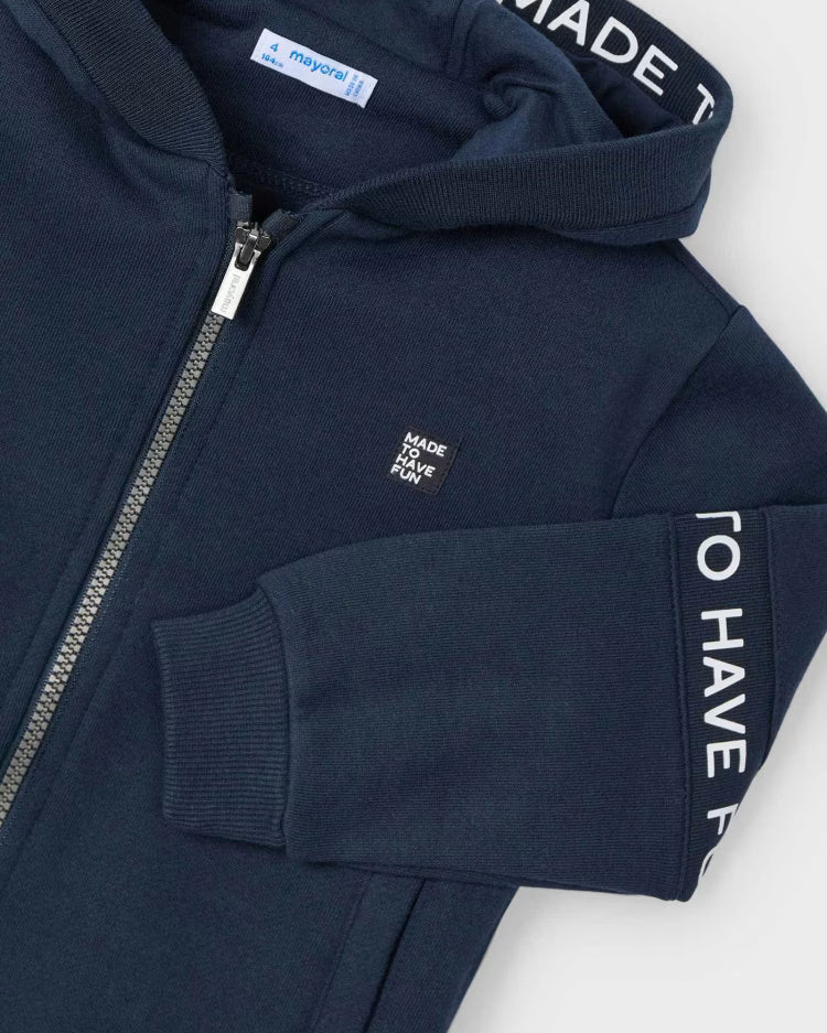 Felpa zip scritte bambino Mayoral FUN MADE blu marino Mayoral Blu