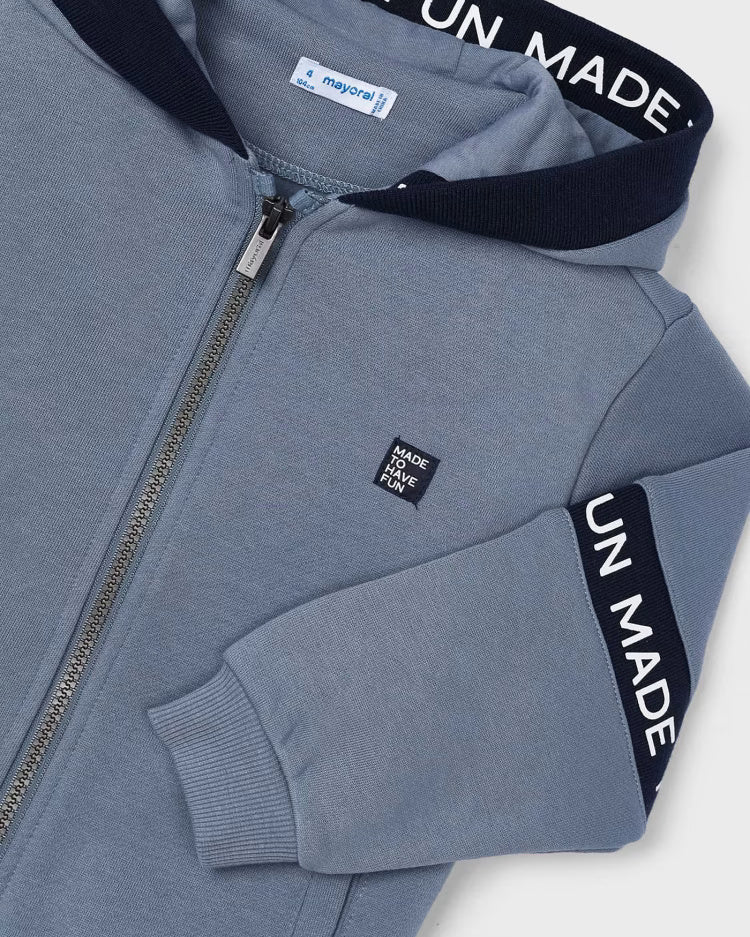 Felpa zip scritte bambino Mayoral FUN MADE grigio moderno Mayoral Blu