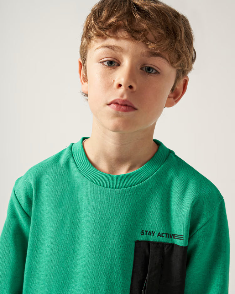 Pullover felpa taschino ragazzo Mayoral verde clorofilla Mayoral Verde