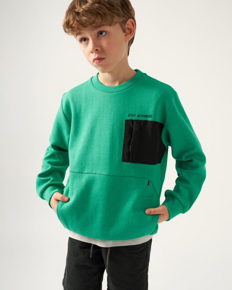 Pullover felpa taschino ragazzo Mayoral verde clorofilla Mayoral Verde
