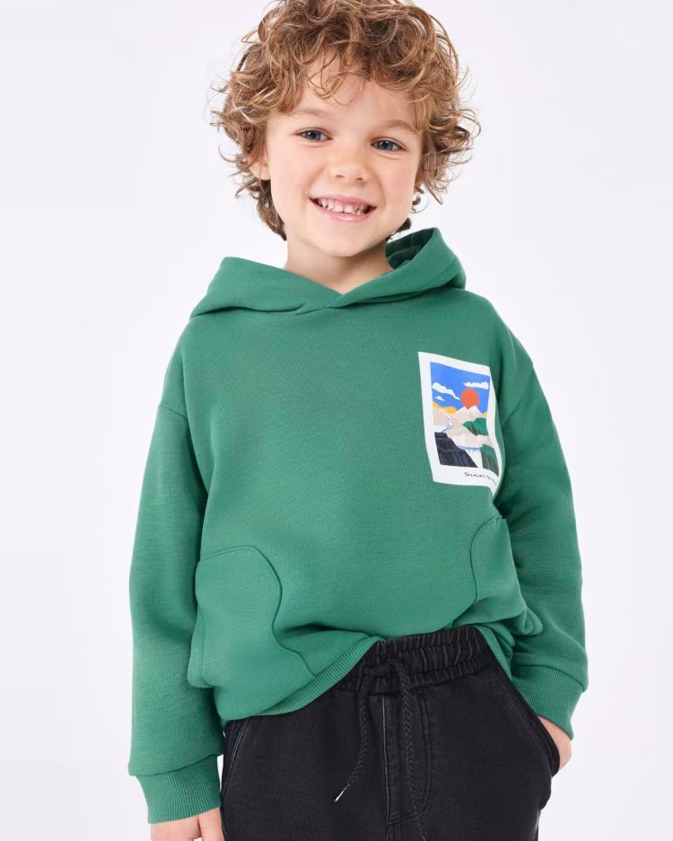 Felpa verde bambino Mayoral stampa montagne - ErreGiModaBimbo
