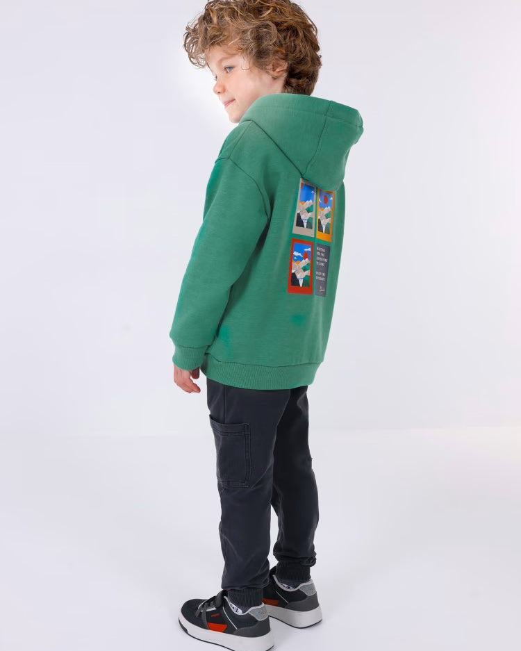 Felpa verde bambino Mayoral stampa montagne - ErreGiModaBimbo