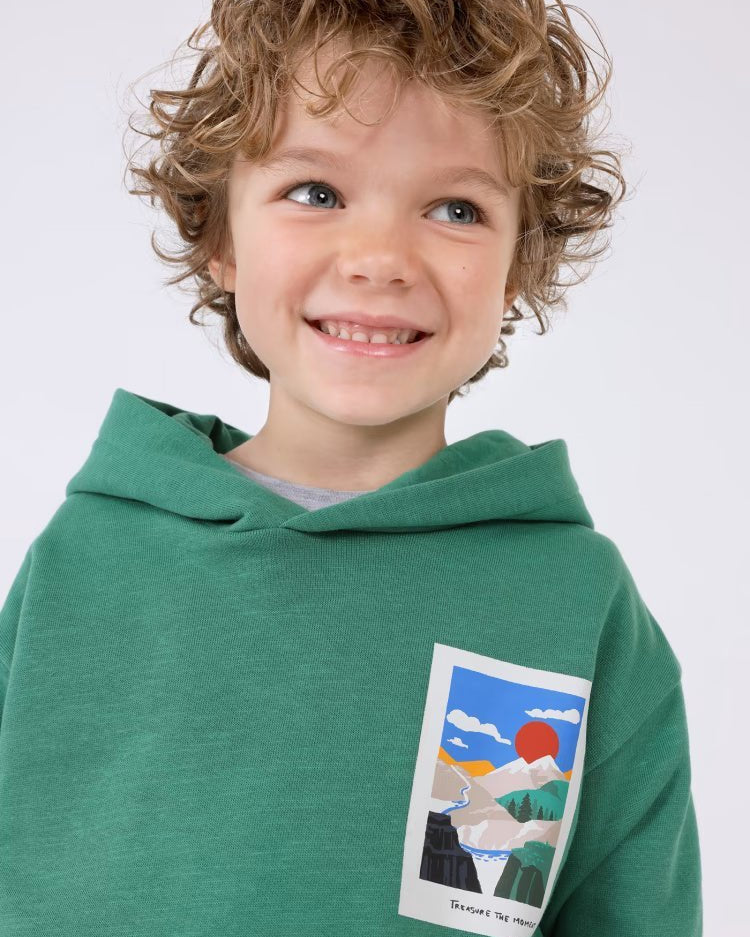 Felpa verde bambino Mayoral stampa montagne - ErreGiModaBimbo